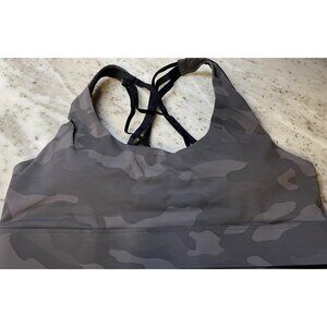 Nine Bull Women's Padded Yoga Strappy Racerback Sports Bra Camo Gray Size XXL